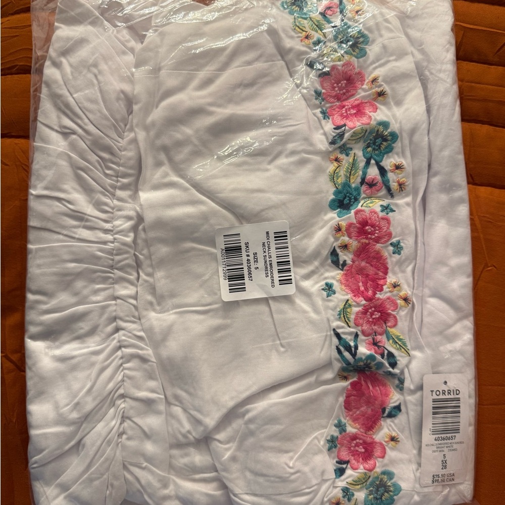 Torrid White Blouse with Pink and Blue Floral Design